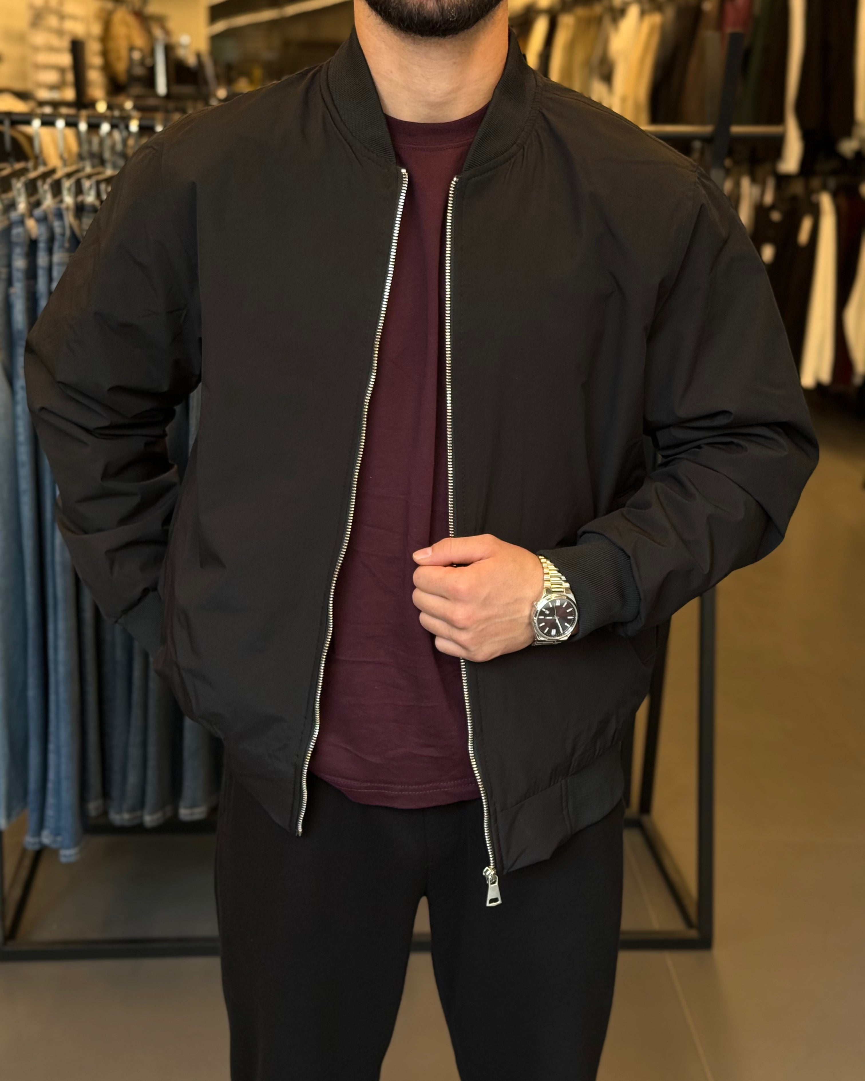 STR Flick Bomber Mevsimlik Ceket - Siyah