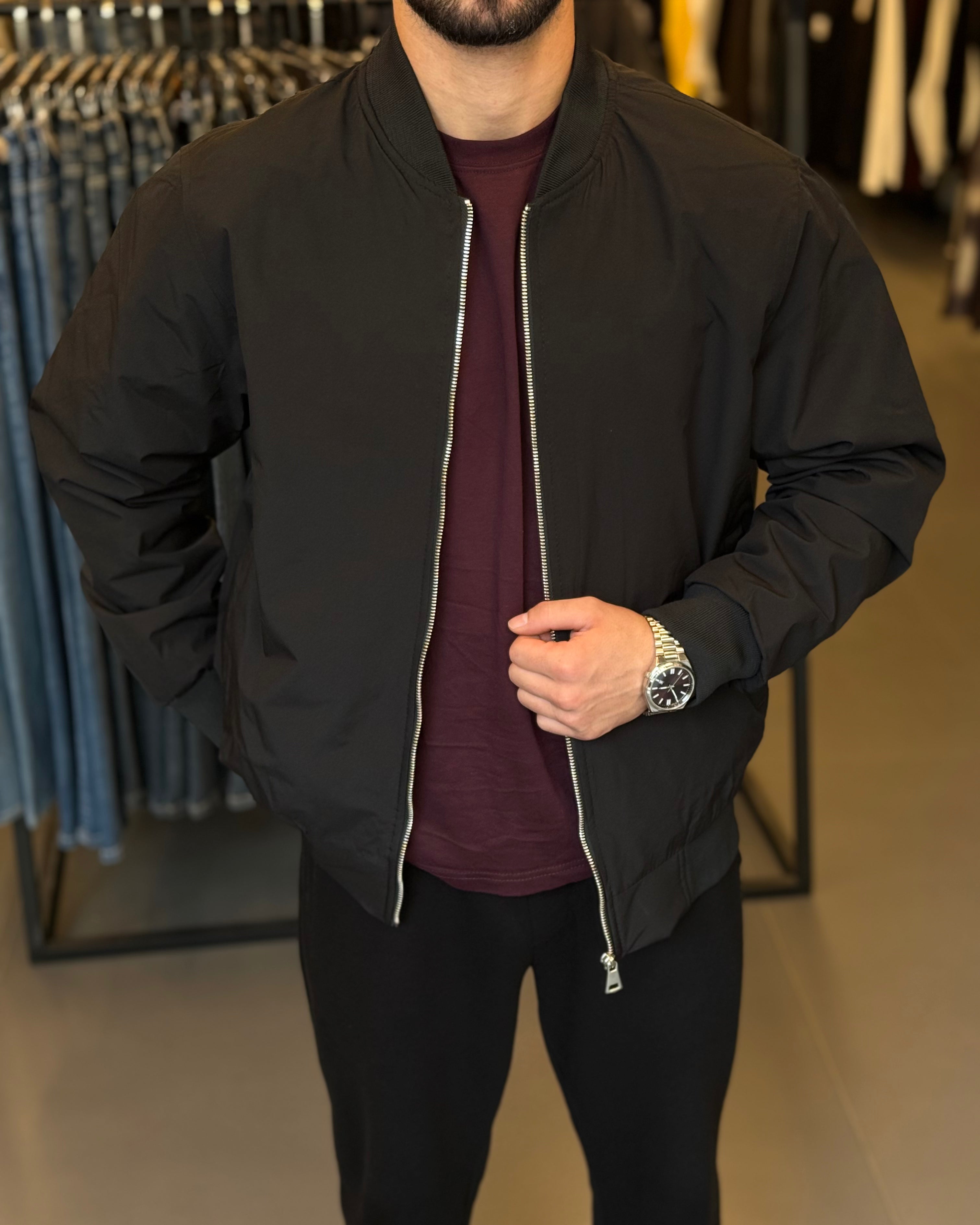 STR Flick Bomber Mevsimlik Ceket - Siyah