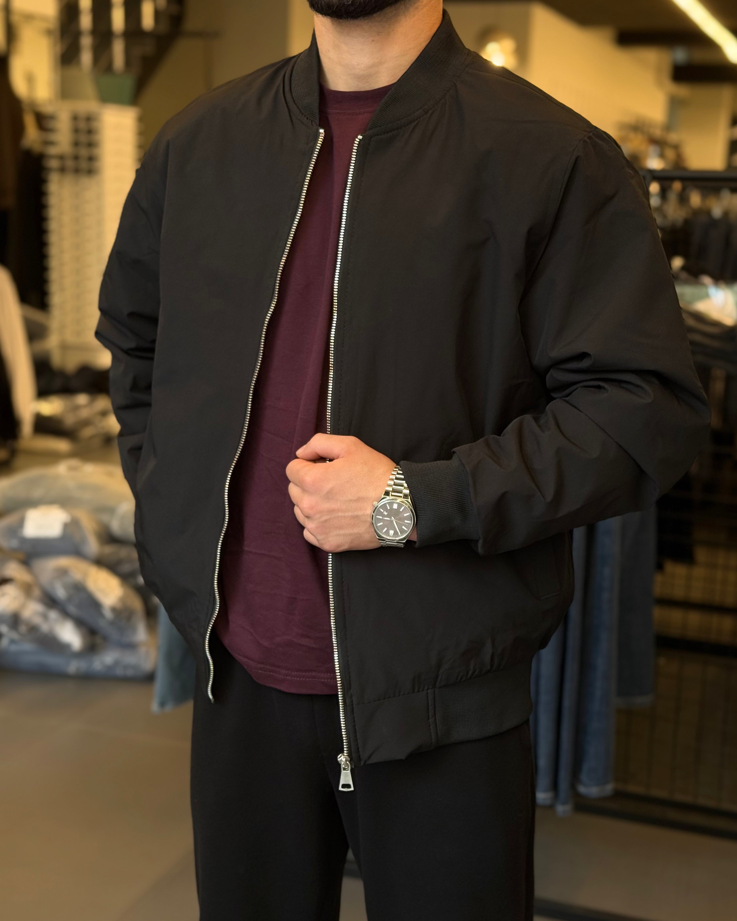 STR Flick Bomber Mevsimlik Ceket - Siyah